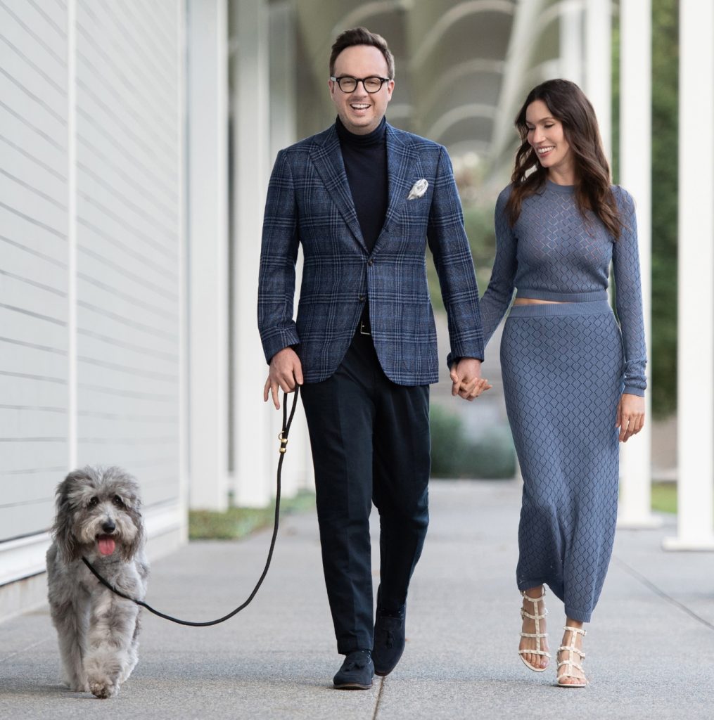Dr. Rodriguez walking with her husband and dog