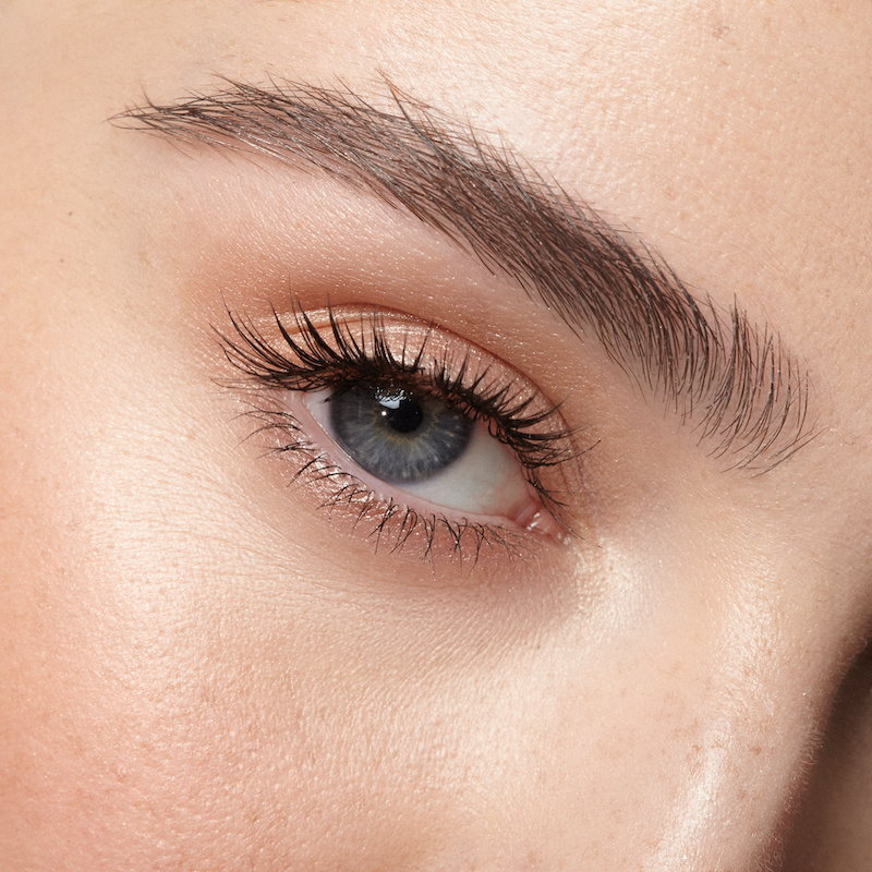 close up of young womans eyes