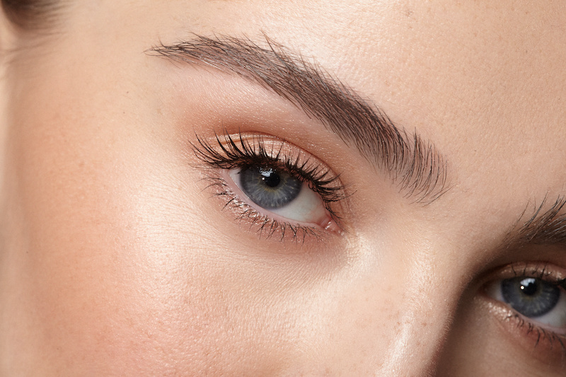 close up of young womans eyes